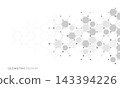 Graphic design element with abstract geometric background of simple hexagon pattern 143394226