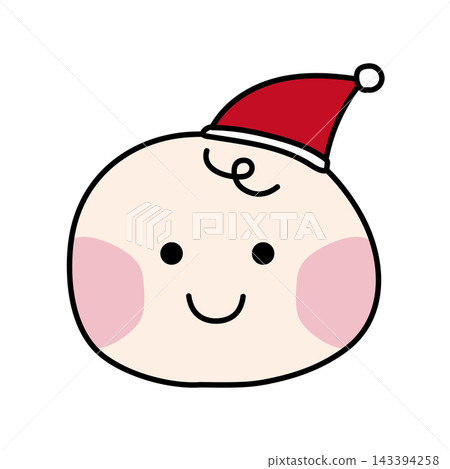 A baby wearing a Christmas hat A baby wearing a Christmas hat 143394258