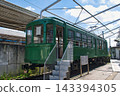 Tokyu Setagaya Line, Miyanosaka Station, display of the former Tamaden DeHa 80 series train car. After the Tamaden line was discontinued, it became Enoden No. 601, painted in the Tamaden color (green). 143394305