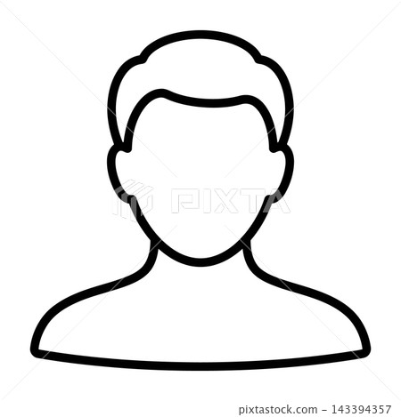 Black and White Male Head and Shoulders Outline Icon on White Background Black and White Male Head and Shoulders Outline Icon on White Background 143394357