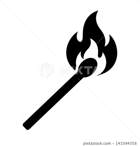 Black Silhouette of a Burning Torch Flame Icon on White Background Black Silhouette of a Burning Torch Flame Icon on White Background 143394358
