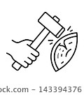 Hand Holding Mallet Hammering Shield Icon For Security And Protection 143394376