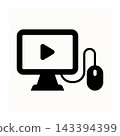 Computer Monitor Display With Play Button And Mouse Icon 143394399