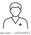 Male Doctor Icon Simple Line Art Design for Medicine 143394471