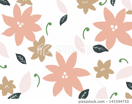 Hand-drawn style flower and leaf background material Hand-drawn style flower and leaf background material 143394750