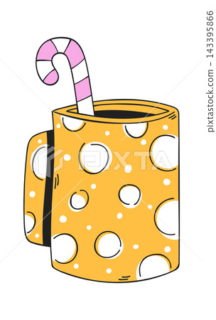 Mug With Candy Cane Doodle 143395866