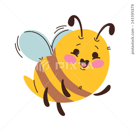 Bee Flying With Smile Cartoon 143395879