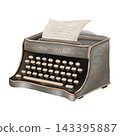 Hand Painted Watercolor Cozy Autumn Library with Vintage Typewriter Dark Academia Clipart PNG 143395887