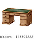 Hand Painted Watercolor Cozy Autumn Library with Vintage Writing Desk Dark Academia Clipart PNG 143395888