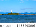 A lighthouse standing on a remote island 143396006