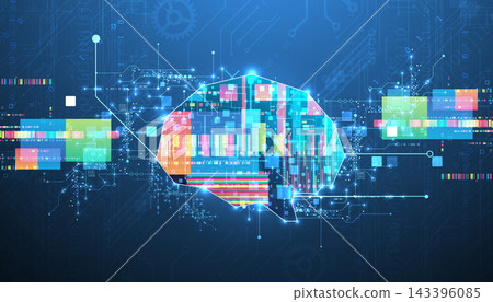 Cybernetic mind and network data processing abstract background. 143396085