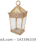 Watercolor illustration Wedding collection Golden lantern PNG transparent background Hand drawing Vintage 143396339