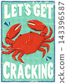 Let's Get Cracking Red Crab Retro Seafood Restaurant Poster 143396587