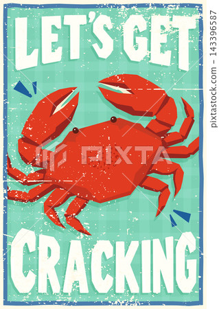 Let's Get Cracking Red Crab Retro Seafood Restaurant Poster Let's Get Cracking Red Crab Retro Seafood Restaurant Poster 143396587