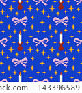 Pink Bows Candles and Golden Stars Christmas Seamless Pattern 143396589