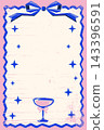 Holiday Party Frame with Champagne Glass Bow and Blank Copy Space 143396591