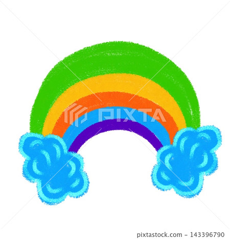 Cute colorful rainbow with blue clouds illustration 143396790