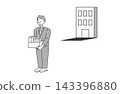 An employee leaving the company after resigning, and their belongings in cardboard boxes. 143396880