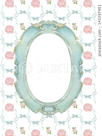 Elegant Rococo Rose Frames with Delicate Floral Borders and Vintage details Elegant Rococo Rose Frames with Delicate Floral Borders and Vintage details 143397401