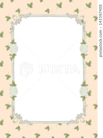 Elegant Rococo Rose Frames with Delicate Floral Borders and Vintage details Elegant Rococo Rose Frames with Delicate Floral Borders and Vintage details 143397408