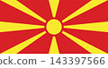 Official North Macedonia national flag in original proportions. Macedonian background vector illustration 143397566