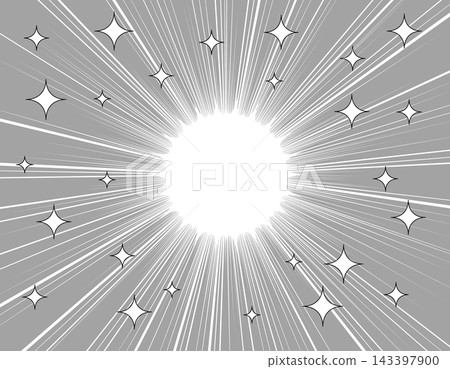 A manga-style background illustration with sparkling, converging lines and a white space in the center. A manga-style background illustration with sparkling, converging lines and a white space in the center. 143397900