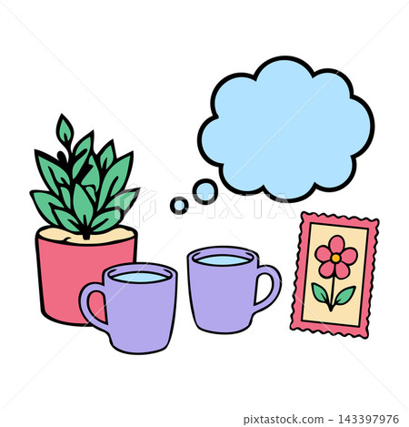 coffee break scene for lifestyle branding, stationery, social posts 143397976
