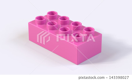 Hot Pink Plastic Construction Lego Brick Block Isolated on White Background Hot Pink Plastic Construction Lego Brick Block Isolated on White Background 143398027