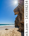 Ethel Wreck Beach with open ocean and rugged cliffs under midday sun, Innes National Park, Yorke Peninsula, South Australia 143398234