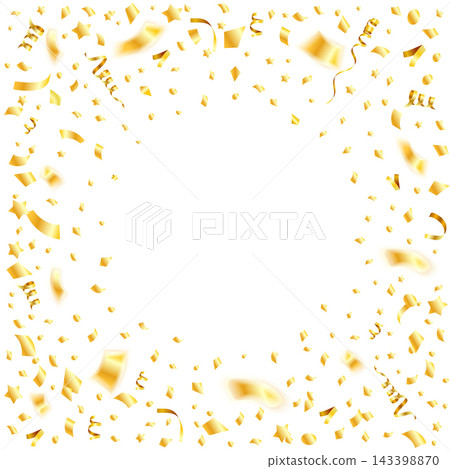 Golden Streamer and Confetti Frame Golden Streamer and Confetti Frame 143398870