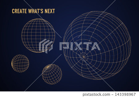 A sophisticated technology background featuring gold wireframe spheres. A sophisticated technology background featuring gold wireframe spheres. 143398967