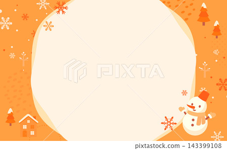 橙色邊框,帶有雪人和雪景 1_horizontal 橙色邊框,帶有雪人和雪景 1_horizontal 143399108