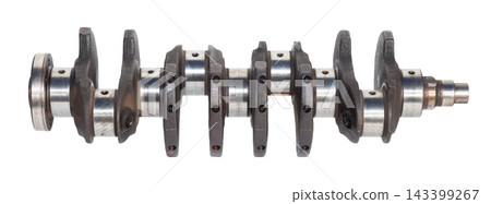 Automotive Engine Crankshaft Isolated on White Background Automotive Engine Crankshaft Isolated on White Background 143399267