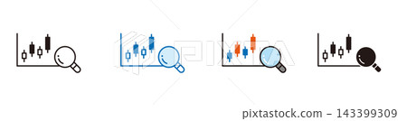 An icon for stock price analysis. An illustration of a stock price chart and a magnifying glass. An icon for stock price analysis. An illustration of a stock price chart and a magnifying glass. 143399309