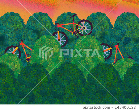 登山車在森林裡顛簸 登山車在森林裡顛簸 143400158
