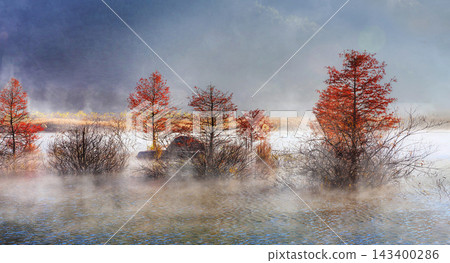 autumn landscape with river 143400286
