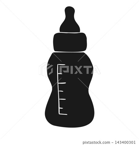 Vector hand drawn baby bottle silhouette Vector hand drawn baby bottle silhouette 143400301