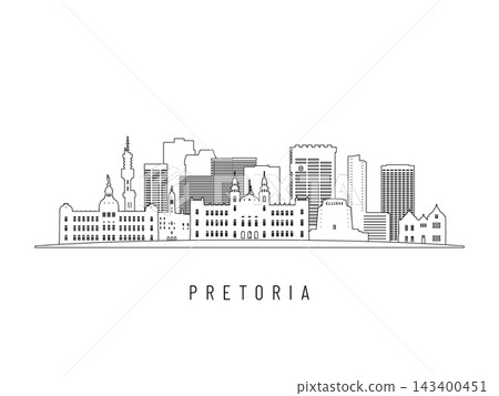 Detailed Pretoria skyline vector illustration. Detailed Pretoria skyline vector illustration. 143400451