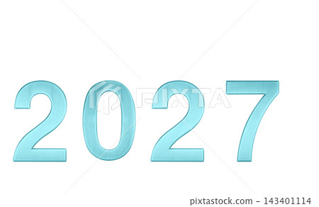 Blue 2027 numbers isolated on white background for New Year celebration design 143401114
