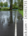 A park basketball court wet from the rain 143401735