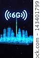 Vertical video. 6G digital global technology world network. Smart city digital cyberspace. 3D concept motion graphics. Technology. 143401799