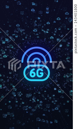 Vertical video. 6G digital global technology world network and communication. 3D concept motion graphics.. Vertical video. 6G digital global technology world network and communication. 3D concept motion graphics.. 143401800