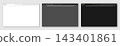 Set of three browser windows in white, gray, and black on a white background. 143401861