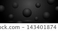 Abstract background with black spheres of different sizes on a dark gradient background. 143401874