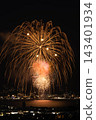 Large fireworks and the night view over Lake Suwa 143401934