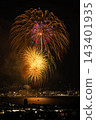 Large fireworks and the night view over Lake Suwa 143401935