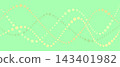 Abstract wavy lines composed of dots in pastel yellow and green hues 143401982