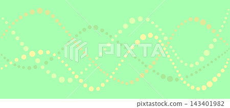 Abstract wavy lines composed of dots in pastel yellow and green hues Abstract wavy lines composed of dots in pastel yellow and green hues 143401982