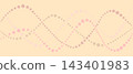 Abstract wavy lines of dots in soft pastel colors on a cream background 143401983