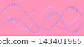 Abstract wavy lines of dots in pastel pink and purple on a pink background 143401985
